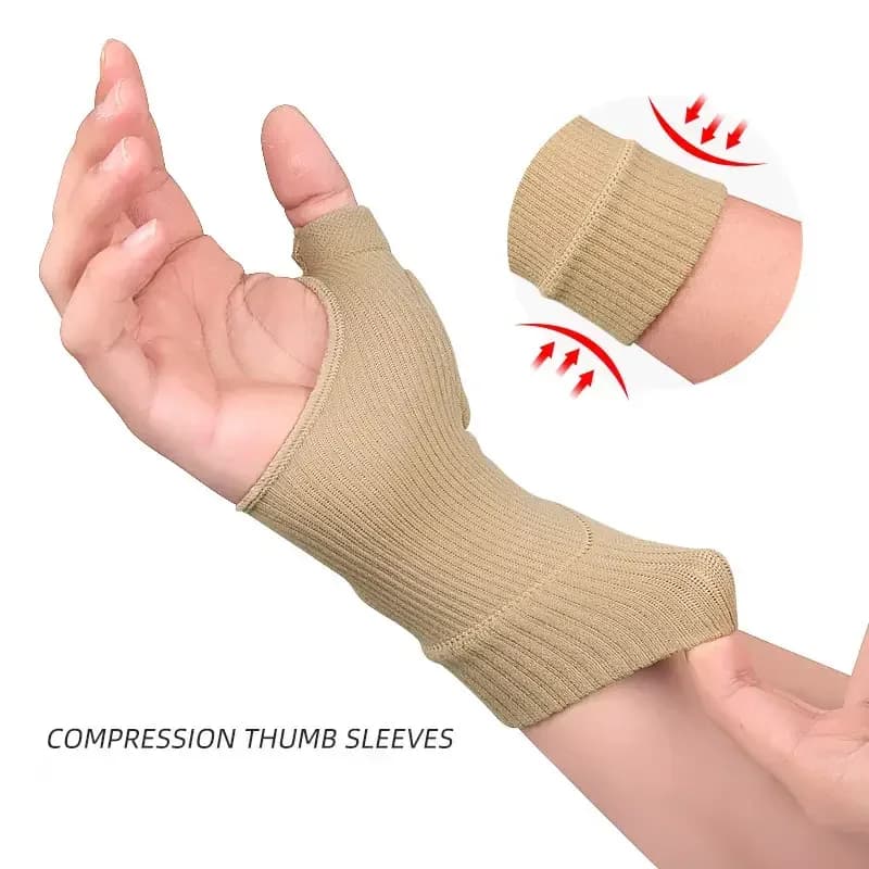 1 paio di guanti per artrite a compressione per pollice da polso, supporto per polso traspirante, manica da polso con cuscinetti per lesioni al pollice in gel