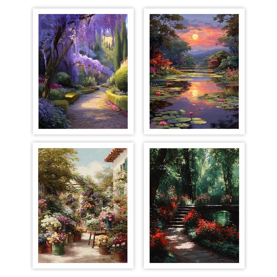 GATYZTORY Pittura con i numeri in acrilico, paesaggio da giardino, quadro da parete moderno per adulti, hobby di disegno, arte e artigianato, kit di pittura