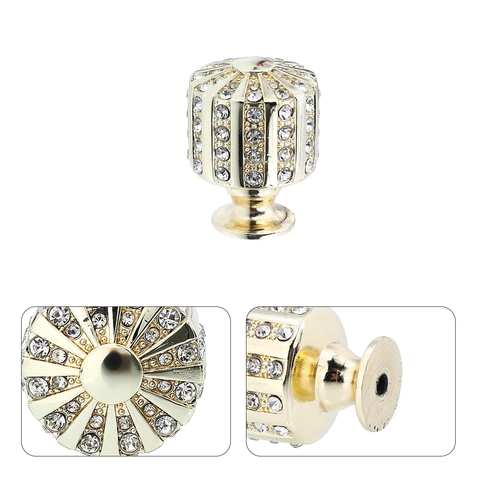 1 Pezzo Maniglia a Cilindro Dorato con Diamante di Cristallo, Pomello per Armadio a Foro Singolo, Maniglia per Cassetto, Pomello Delicato per Credenza