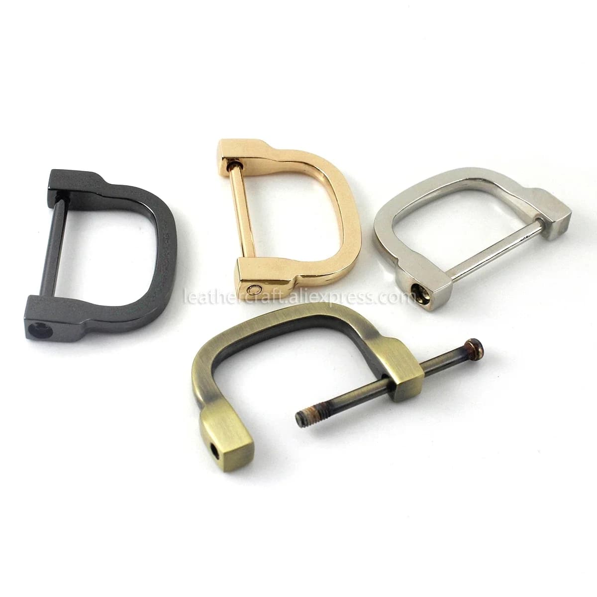 1PC Metal D-ring Handle Buckle Keychain Hook Screw Pin Connector Bag Belt Closure Handmade Leather Parts