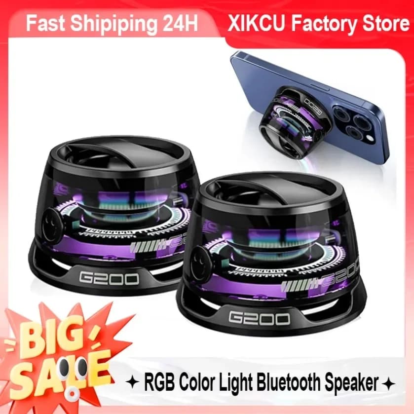 XIKCU Altoparlante Bluetooth portatile G200 Illuminazione RGB Altoparlante magnetico BT5.0 Mini cassa di risonanza 7 ore di riproduzione Supporto per telefono