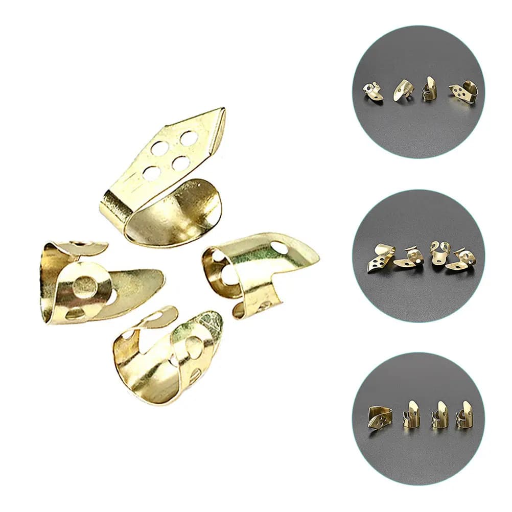 4 Pezzi Plettri in Metallo per Dita, Robusti e Multiuso, Protezioni per Pollice per Chitarra, Banjo, Basso Acustico, Accessori per Chitarra