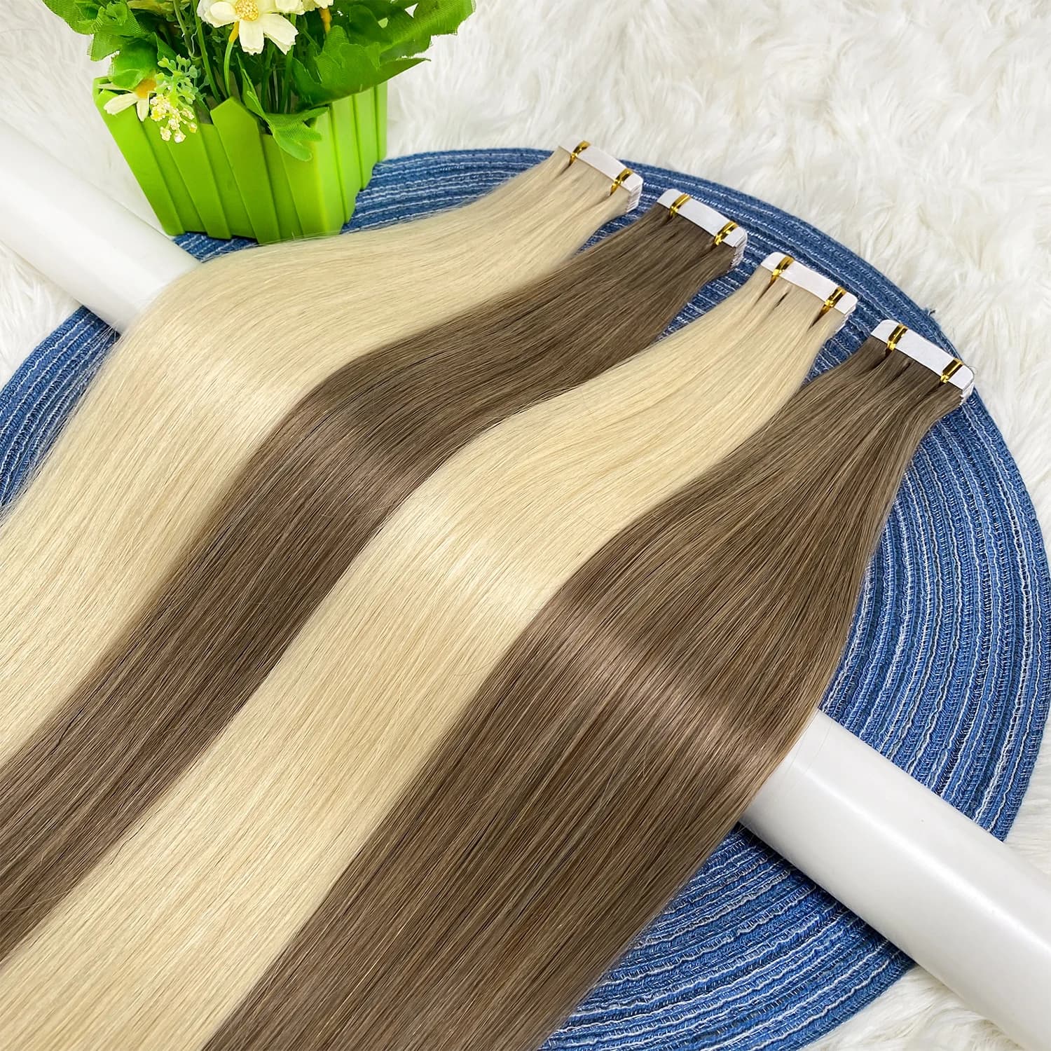 Straight Tape In Hair Extensions Skin Weft Tape In Hair Extensions 20Pcs 50G/Pack Adhesive Invisible 100% Real Human Hair Women