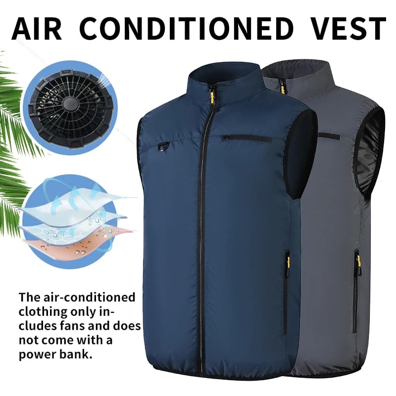 Men's Summer Cooling Fan Vest Sun Protection, Breathable Workwear for Fishing Hiking Outdoor Work in High Temperatures