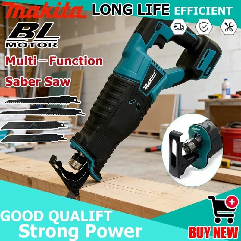 Makita Brushless Reciprocating Saw Reciprocating Saw Portable Cordless Power Tools With 4pcs Saw Blades For 18V 20V Battery