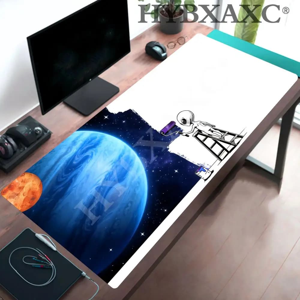 HYBXAXC Tappetino da Scrivania Gaming ALIEN ART, Tappetino Mouse a Tema Alieno Divertente, Tappetino da Tavolo in Gomma Resistente e Liscio per Computer, Casa e Ufficio