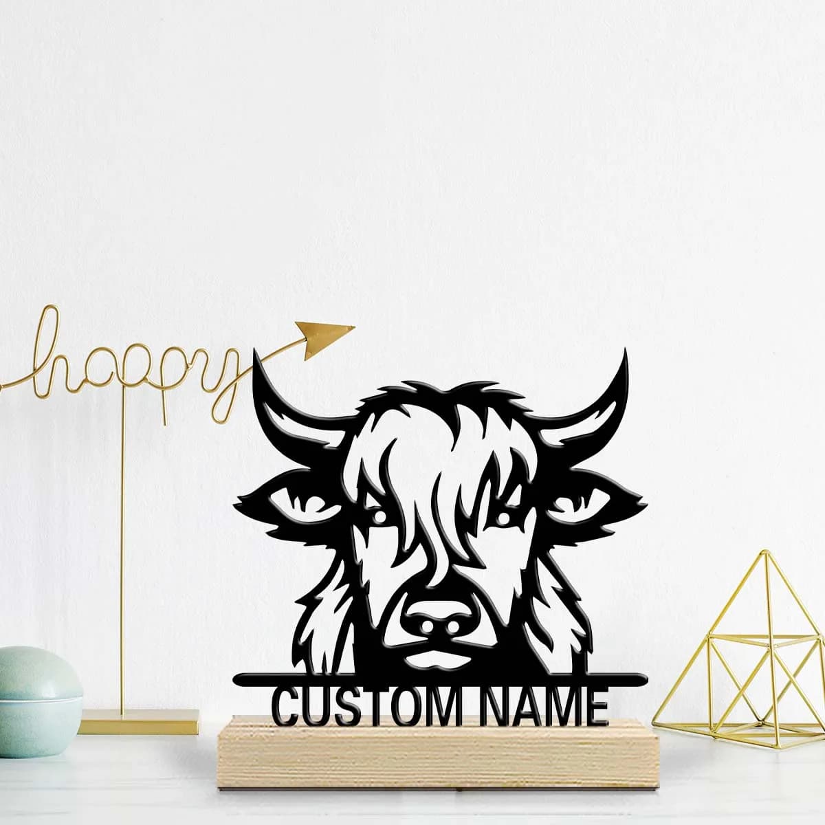 1pc Desktop Metal Ornaments Custom Name Equipped with Wooden Base Desktop Decorations in Bedrooms,Study Rooms,and Offices