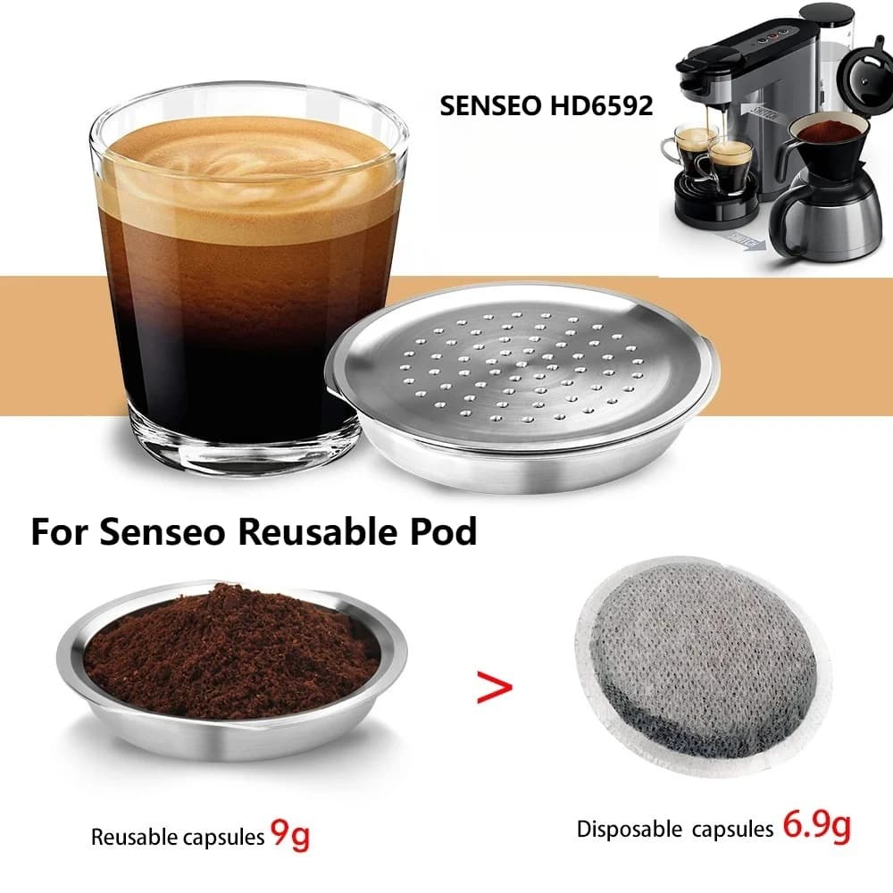Reusable Coffee Capsule for Senseo Philips HD7801 & HD6592 System Refillable Espresso Coffee Pad Filter Crema Maker