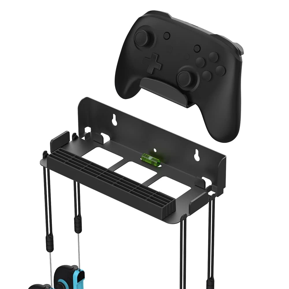 Supporto da Parete con Slot per Schede di Gioco e 4 Ganci per Joy-Con, Staffa in Metallo per Console Nintendo Switch2