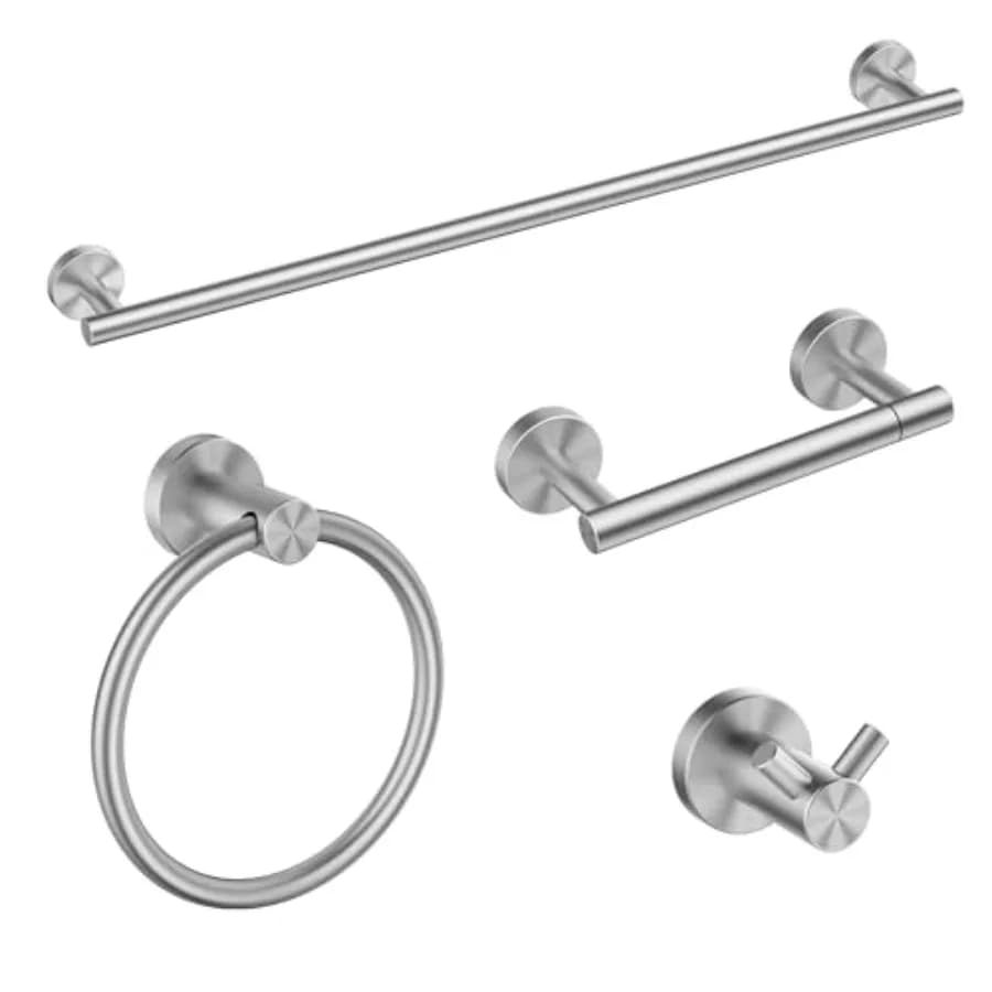 Set di Accessori per Bagno in Acciaio Inox SUS304, Portasciugamani Moderno, Porta Carta Igienica da Parete