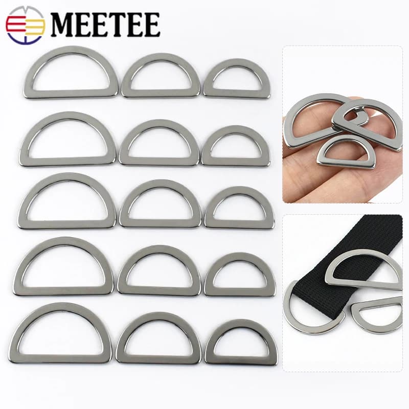 5/10 Pezzi Anelli a D in Acciaio Inossidabile da 15-38mm per Cucito, Regolatori per Cinghie di Borse, Ganci per Cinture, Accessori Fai-da-Te