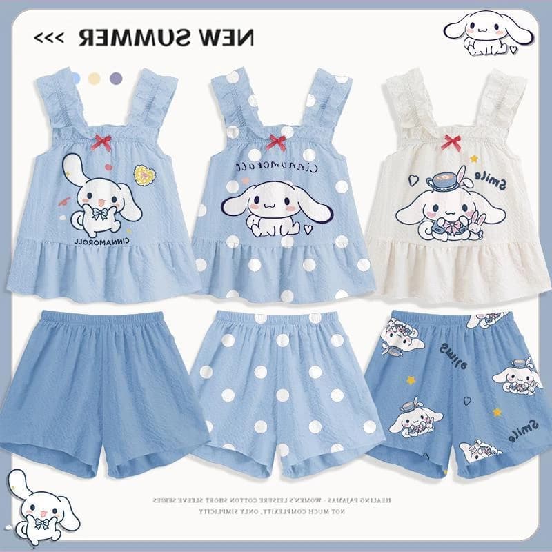 Sanrio Cinnamoroll Canotta Pigiama Set Carino Homewear Ragazze Gilet Sling Shorts Pigiama Vestito Estate Comodo Pigiama 2 pz/set