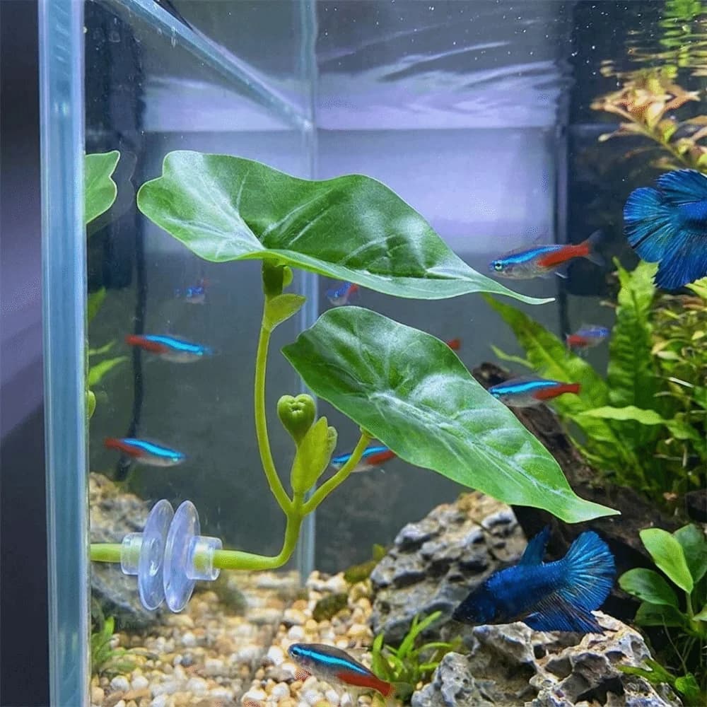Simulated Lotus Leaves Fighting Fish Resting Leaves Artificial Plastic Betta Fish Floating Bed with Suction Cup Fake Plant
