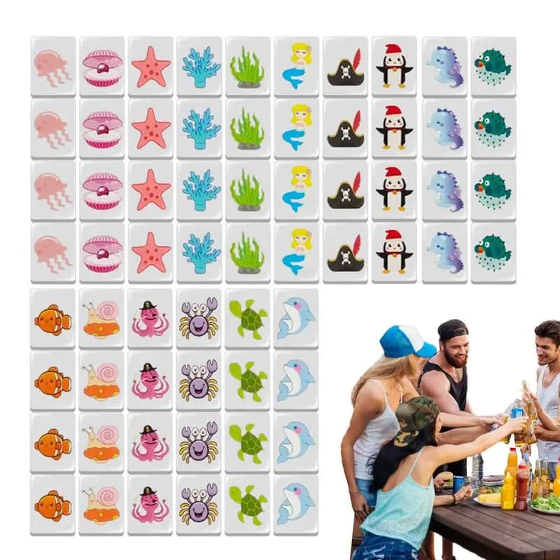 Mahjong Game Set 65PCS Flag Pattern Tile Games Mahjong Tiles Set per Family Party Seaside Escape Block Puzzle Fun giochi da tavolo