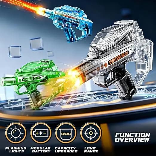Electric Flame Water Gun, Pulse Jet Squirt Gun WithLED Flash & USB-C Charging. 40ft LongRange Rapid-Fire Water Blaster, For Kids &c Adults, Adult Water Gun For Pool Beach Backyard