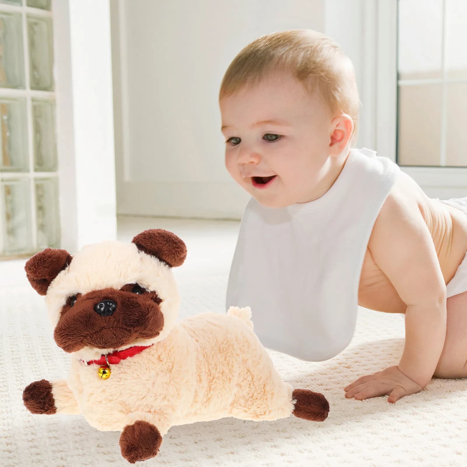 Peluche a Forma di Cane Pug, Morbido in Cotone, per Bambini, Regalo di Compleanno, Decorazione per Casa, Auto, Divano, Cartone Animato