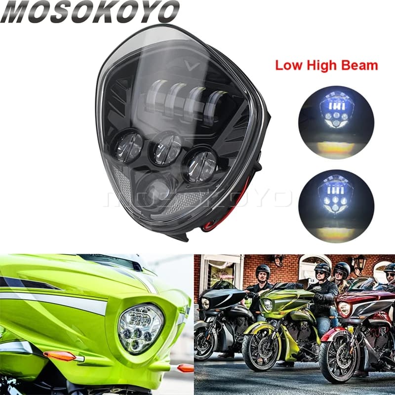 Per Victory Cross Country 8-Ball Tour Magnum Vision Zach Ness Cross Moto LED Faro anteriore Faro Hi/Lo Fascio 2008-2017