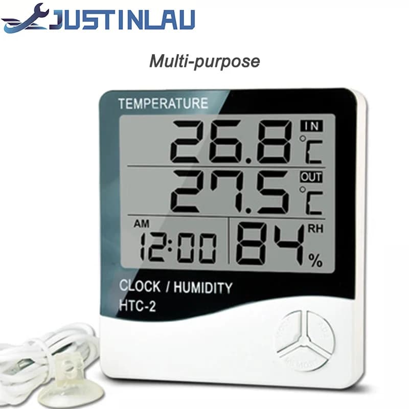 Digital thermometer LCD 1 piece of domestic and external electronic thermometer, weather station with alarm