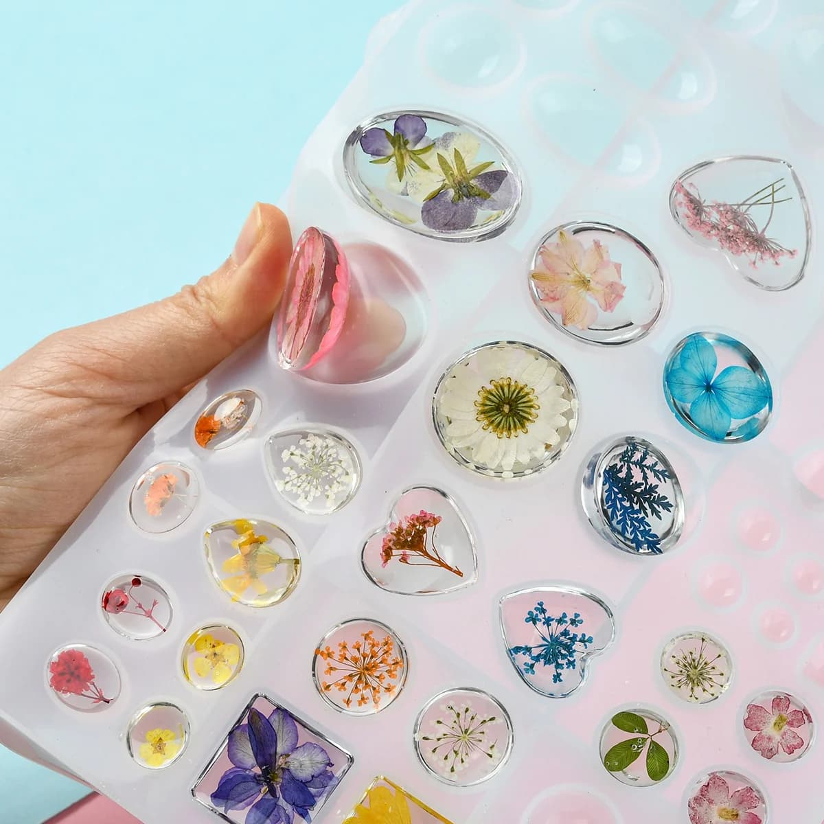 Stampi per cabochon in silicone fai-da-te Stampi per colata in resina a forma geometrica mista per la creazione di gioielli in resina epossidica