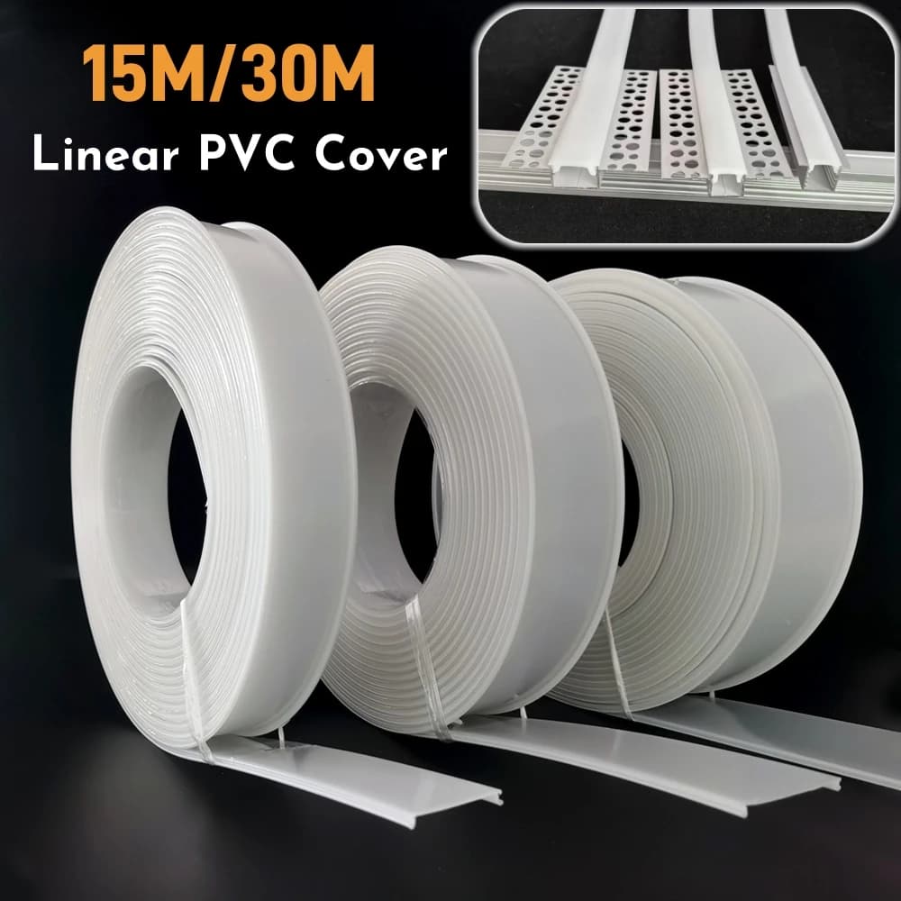 15m/30m Black/White LED Aluminum Profile Diffuser Plastic Channel Cover Replaceable Foldable PC Cover Bar Strip Lights Shade