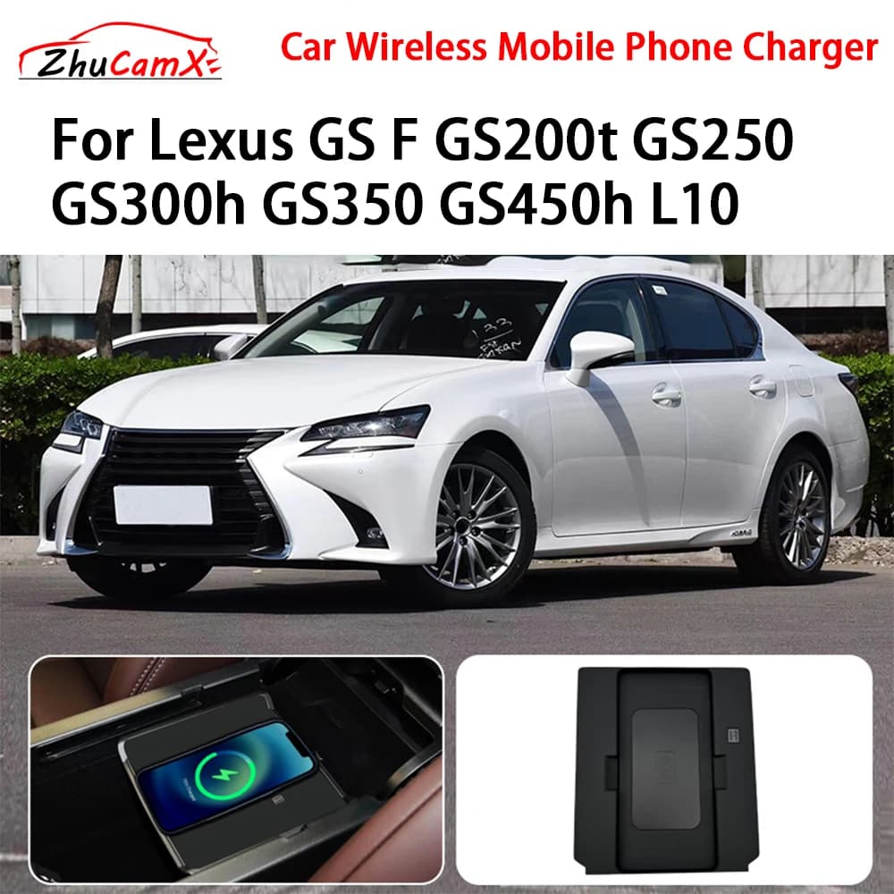 Caricatore per telefono cellulare wireless per auto Console centrale di archiviazione QI 18W iPhone per Lexus GS F GS200t GS250 GS300h GS350 GS450h L10
