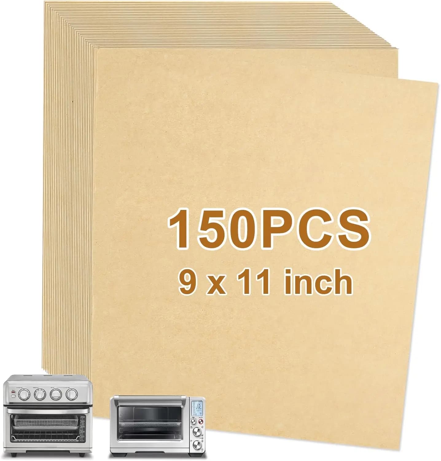 Disposable baking paper sheets for air fryer, 9x11 inch, 150 pieces, in unbleached parchment paper for cooking and ovens toaster