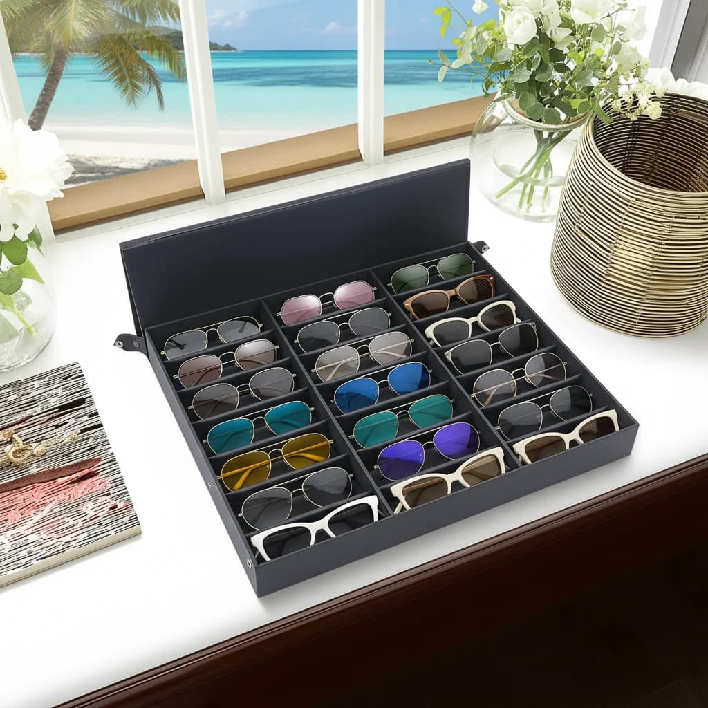18Slot Sunglasses Organizer,Sunglasses Display Case,NEWEST Glasses Storage Case,Multiple Eyeglasses Holder Display Tray