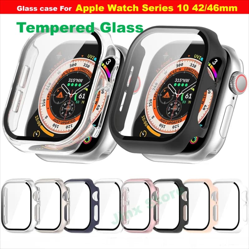 Custodia in vetro temperato per Apple Watch 10 42mm 46mm Pellicola protettiva per schermo paraurti per PC per iWatch serie 10 Accessori X