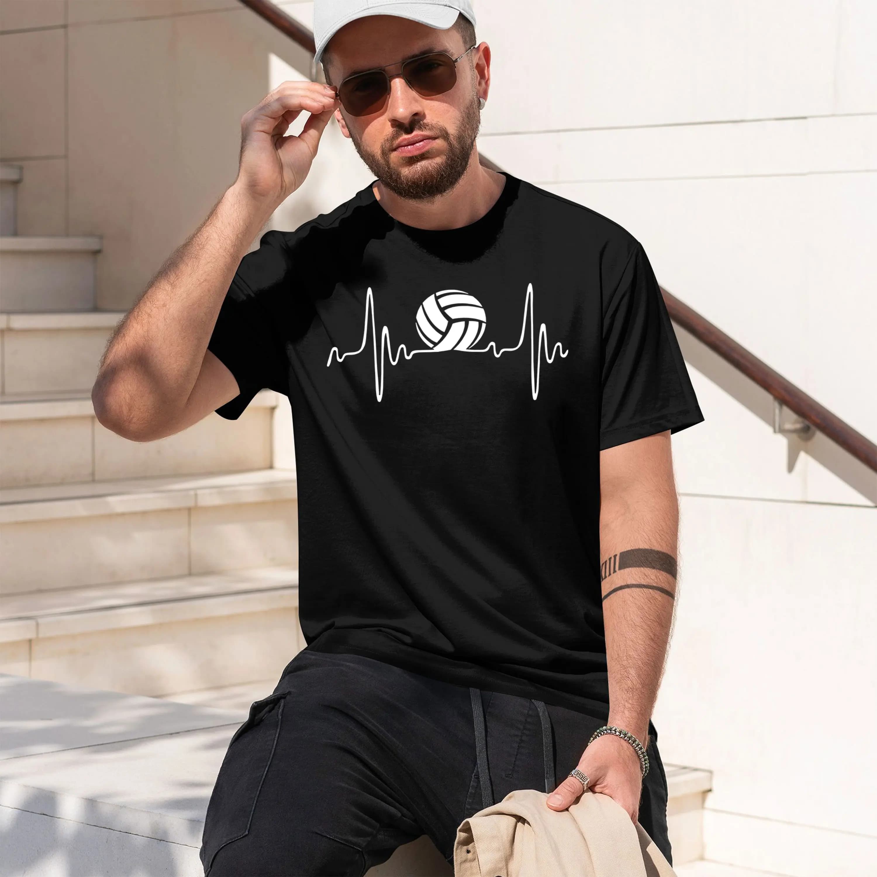 T-shirt girocollo a maniche corte da uomo, nuovo modello 2026, stile street sportivo con design Hebeat Volleyball, classico casual multipattern