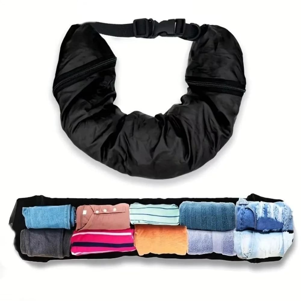 Cuscino da Viaggio per il Collo Riempibile con Vestiti, Essenziale per Viaggi, Cuscino a U Autoregolante, Leggero con Borsa Extra per Conservazione