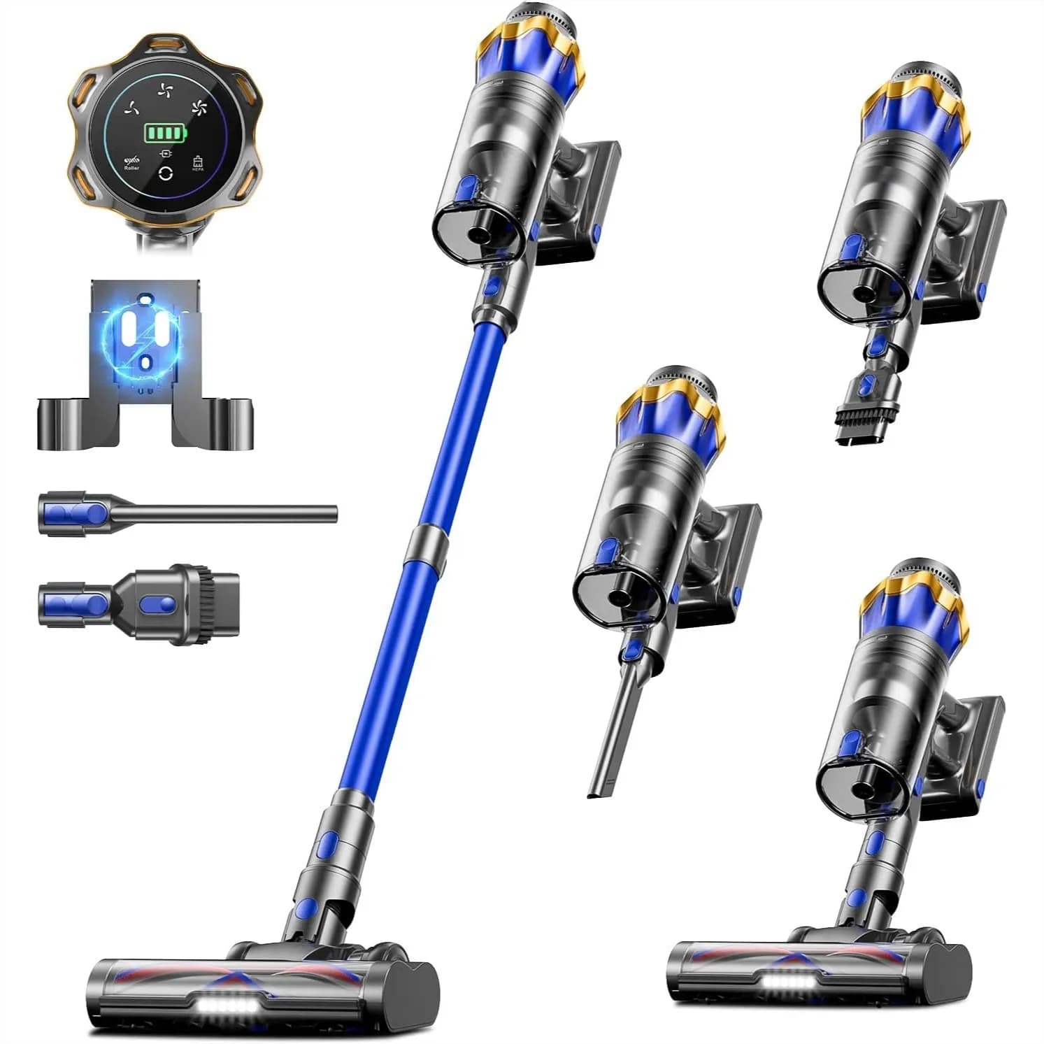 Cordless Vacuum Cleaner 55KPA 70Mins with Self-Standing and Touch Screen for Pet Hair Carpets