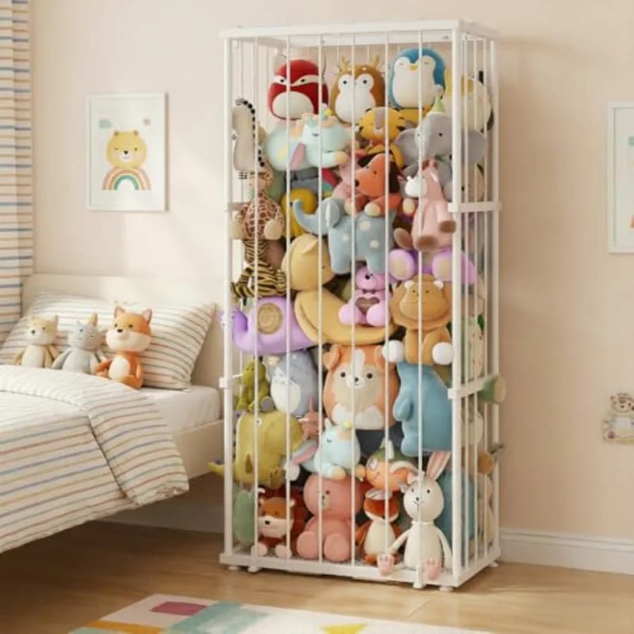 Organizzatore in Metallo per Peluche a Tema Zoo con Cordino Elastico, Salvaspazio per la Conservazione dei Giocattoli nella Cameretta