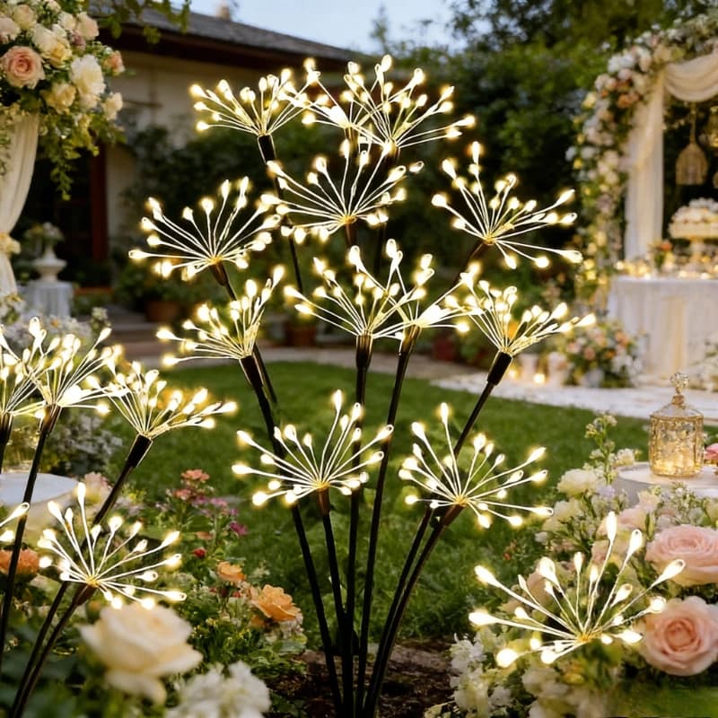 Luci Solari a Forma di Fuochi d'Artificio per Esterni, Impermeabili, Decorazione per Giardino, Patio, Vialetti, Matrimoni, Compleanni, Natale, Feste, Luci Fatate a Stringa