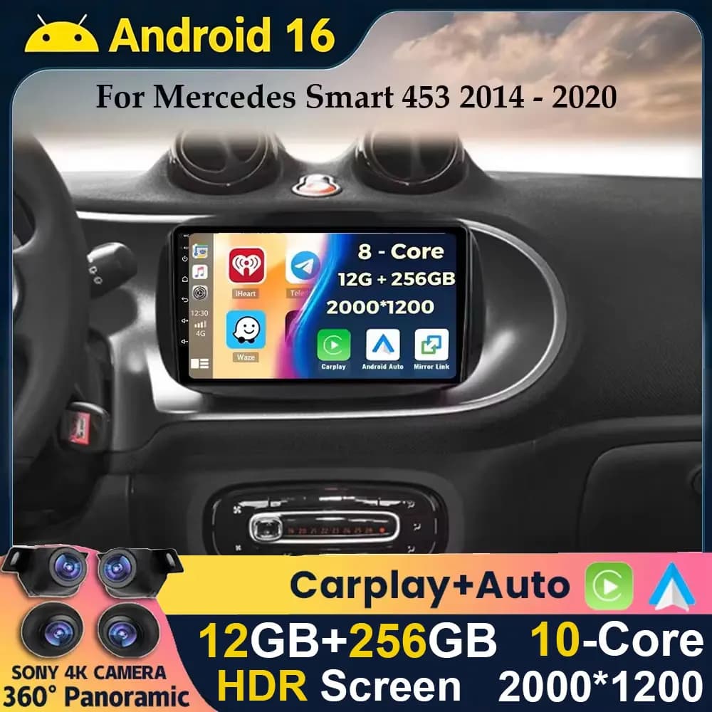 Android 15 Wireless Carplay Auto For Mercedes benz Smart 453 Fortwo 2014 2016 2017 2018 2019 2020 Autoradio 4G Multimedia