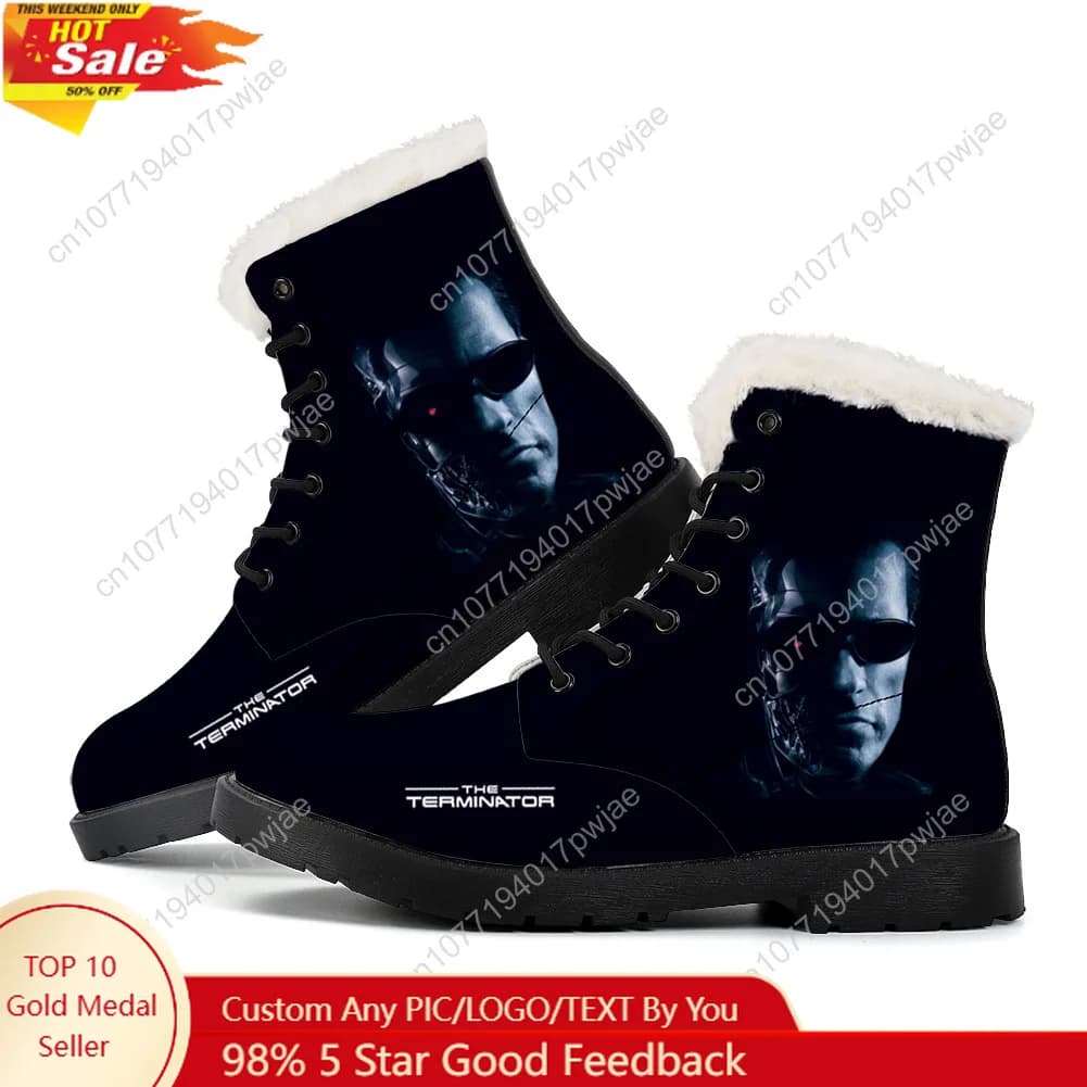 Stivali in Peluche Ispirati al Film Terminator con Arnold Schwarzenegger, Scarpe Casual Calde per Uomo e Donna, Ideali per Escursioni all'Aperto