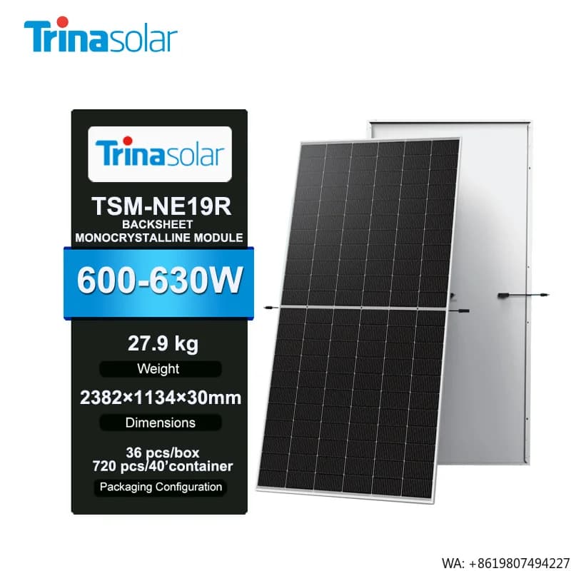 Trina Solar Panels Vertex N TSM-NE19R 600W 605W 610W 615W 620W 625W 630W N-Type I- Monocrystalline Module