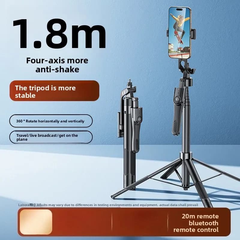 Supporto per selfie stick a quattro angoli treppiede per trasmissione in diretta con supporto per telefono cellulare Bluetooth portatile in lega di alluminio anti-vibrazione a quattro assi