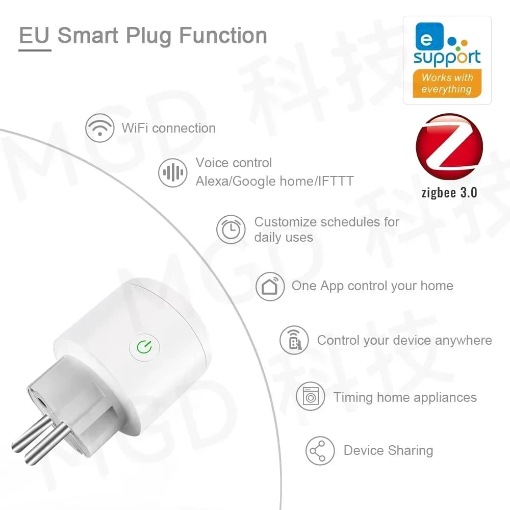 Presa Intelligente EWelink Zigbee/WiFi EU16A/20A con Monitoraggio Consumo, Controllo Remoto via App, Compatibile con Google Assistant e Alexa, per Hotel e Camper