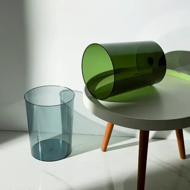 Transparent Wastebasket Without Lid Garbage Recycle Bin Home Office Rubbish Simple Kitchen Garbage Cube Multipurpose Trash Can
