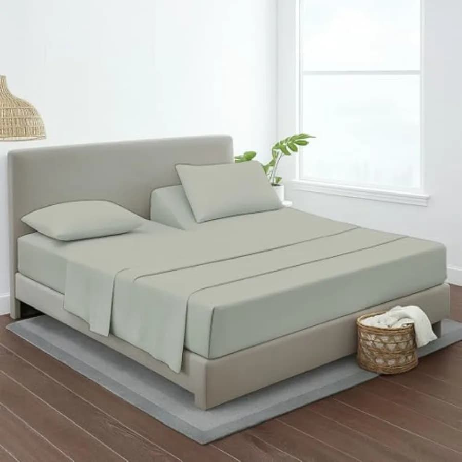 Set of 4 double sheets (split king) for adjustable bed, 100% cotton Giza, perfect for double beds (king size) with height 34 cm, with flexible lower part of 16 cm.