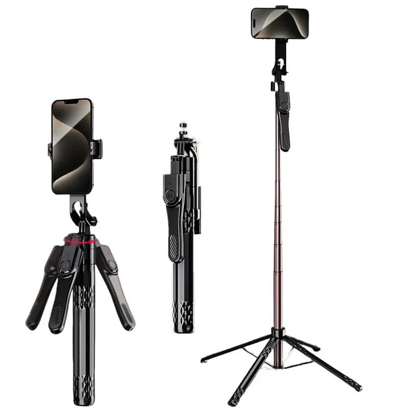1.85m Selfie Stick Telecomando senza fili Bluetooth Treppiede Supporto monopiede pieghevole per smartphone Equilibrio Riprese costanti dal vivo