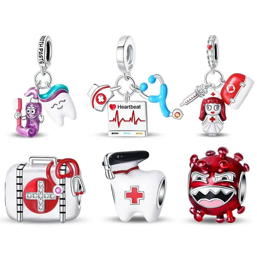 Teeth Care Whitening Set of Pendants in 2 pieces Silver Colors for Pendants Original Bracelet in Silver Colors for Jewelry Creation
