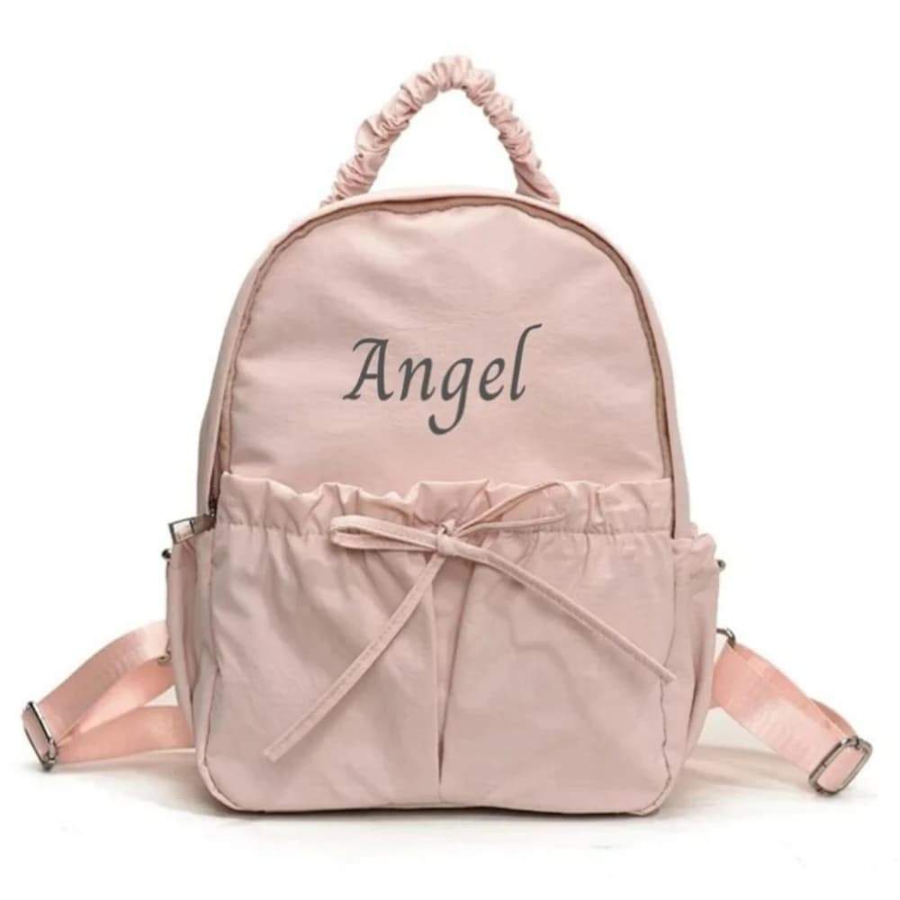 Zaino con nome personalizzato, borsa con manico increspato ricamato personalizzato Zaino carino per bambini e adolescenti, regalo con nome personalizzato per viaggi scolastici