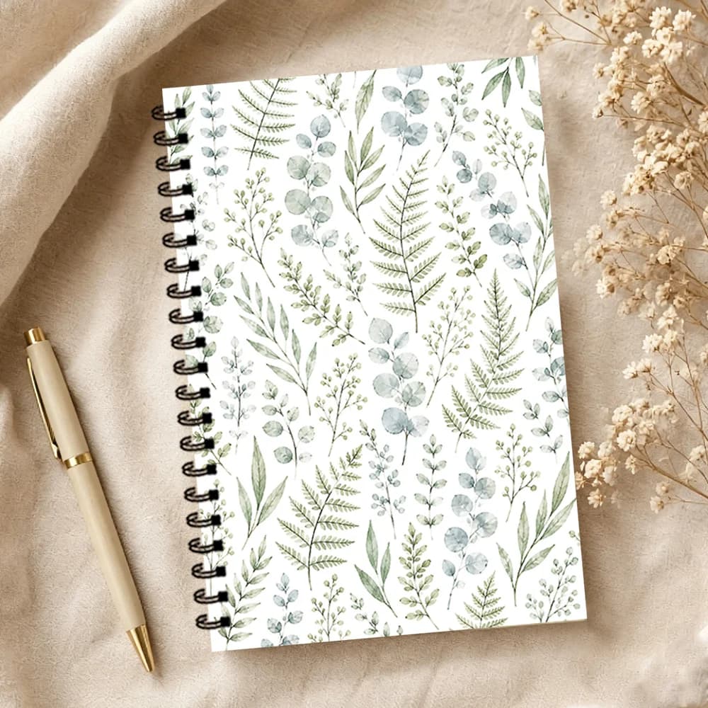 Watercolor Eucalyptus Leaf Notebook 1pc,Blank Lined Pages,Ideal Gift for Note-Taking,Inspiring for Everyone,Perfect for Students