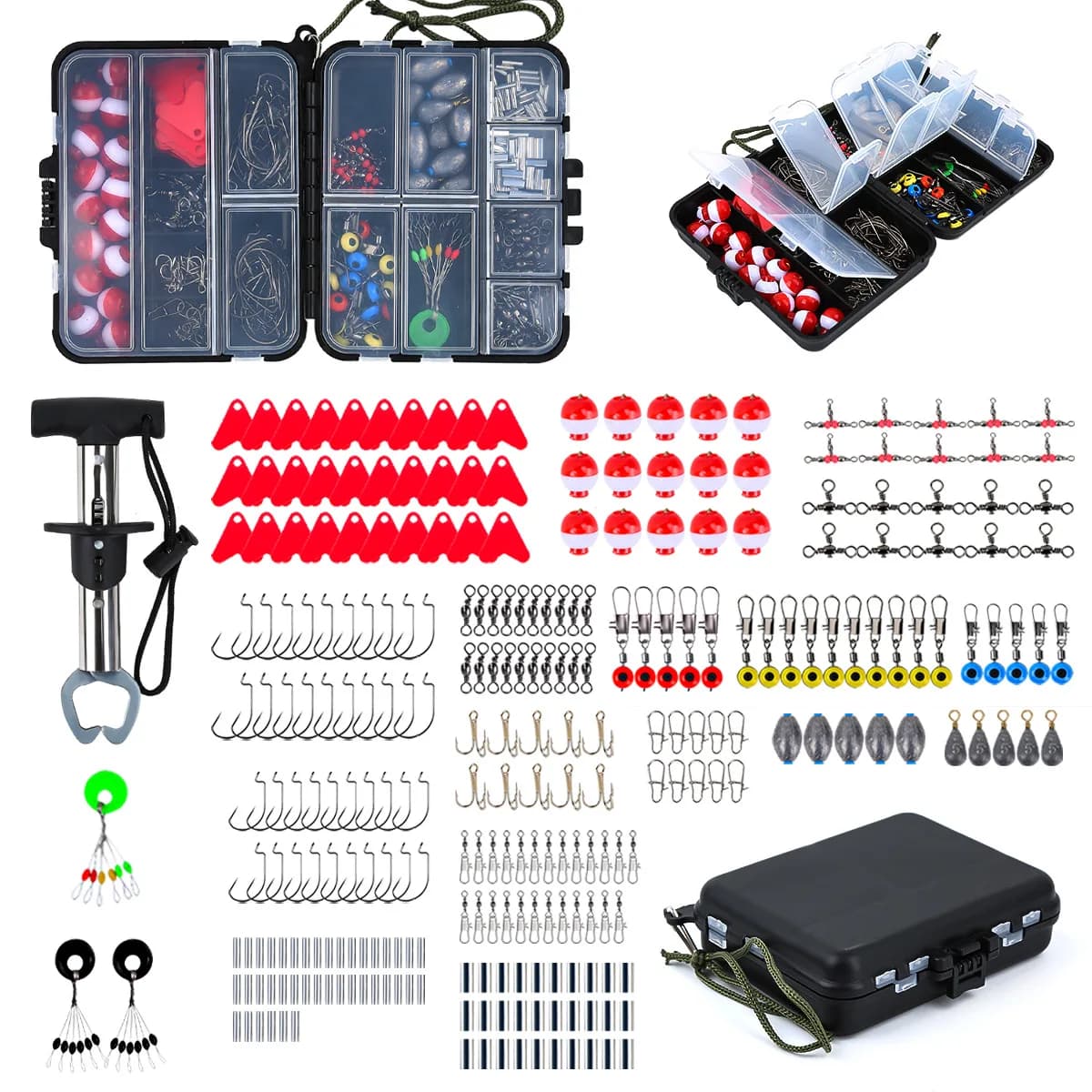 264 Pieces Complete Fishing Accessories Tackle Box Set,Including Swivels,rank Hooks,ead Sinkers,Universal for Lure Sea Fishing