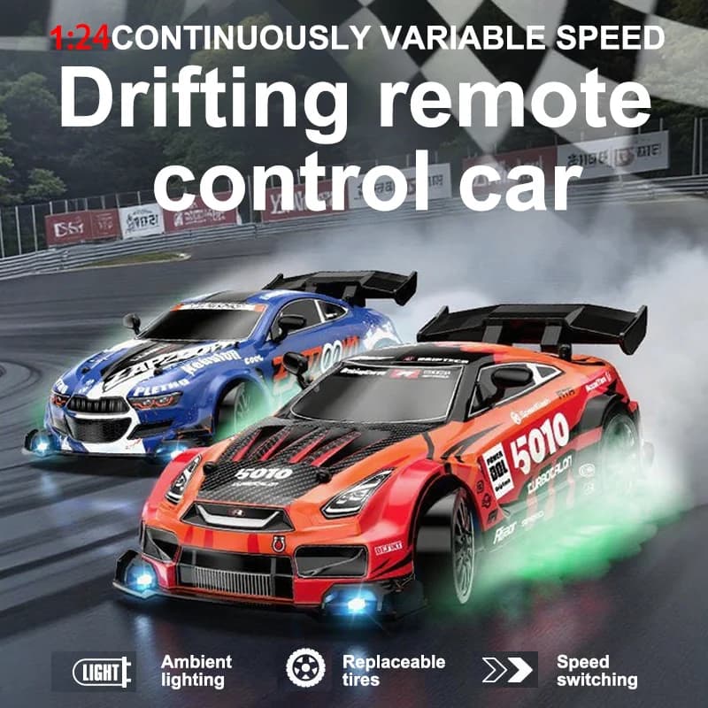 Auto radiocomandata in scala 1/24, 4WD, per drifting, ad alta velocità, con luci LED, giocattolo per bambini, gioco multiplayer, regalo per ragazzi
