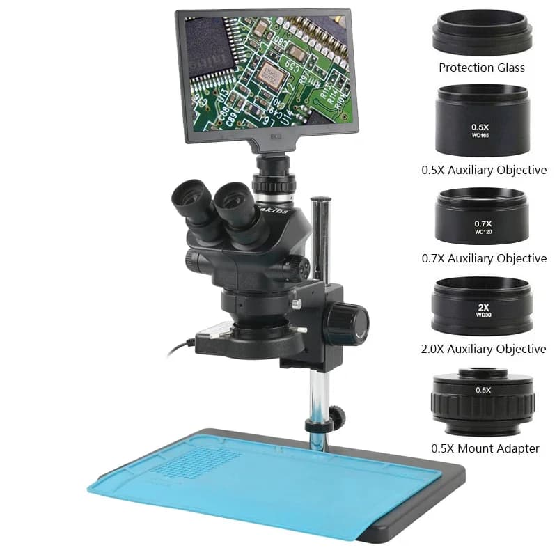 IMX307 HDMI USB 1080P 10.1 "LCD Display Digitale Video Microscopio Fotocamera 7X 100X Zoom Lab Microscopio Trinoculare Per La Riparazione Del Telefono