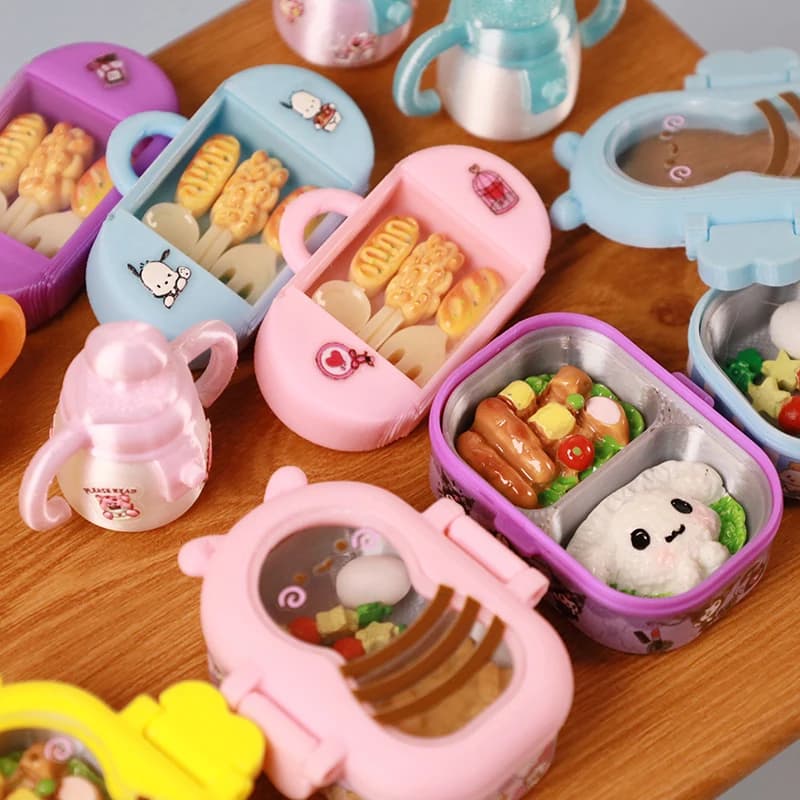 Casuale 1 set casa delle bambole giocattoli alimentari scatole Bento stoviglie mini simulazione casa delle bambole scatola di pranzo scatola di frutta accessori modello