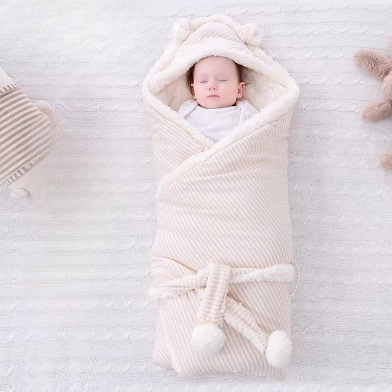 Newborn Lamb Fleece Swaddle Blanket Winter Thicken Warm Cotton Multi-use Baby Wrap Blanket Baby Infant Warm Swadding 95cmx95cm