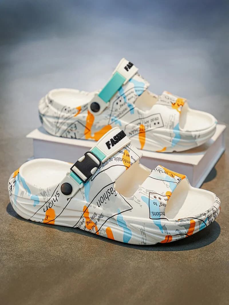 Men's Summer Outdoor Sports Sandals Anti-Slip Driving Sensation Slippers Casual Flat EVA Thicken Bottom Comfortable Slip-On S...